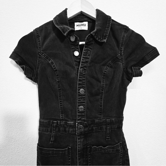 Show Me Your MuMu Everhart Black Denim Stretch Jumpsuit - Picture 3 of 5